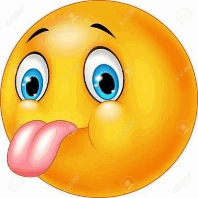 a cartoon smiley face with its tongue sticking out .