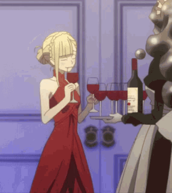 Anime Wine Anime Irl Red Dress Red Wine Im Done GIF - Anime Wine Anime Irl Red Dress Red Wine Im Done GIFs