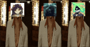 a man with a picture of a girl on his head