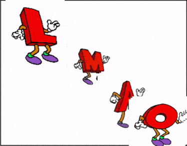 a cartoon drawing of the letter l and the letter m and the letter o
