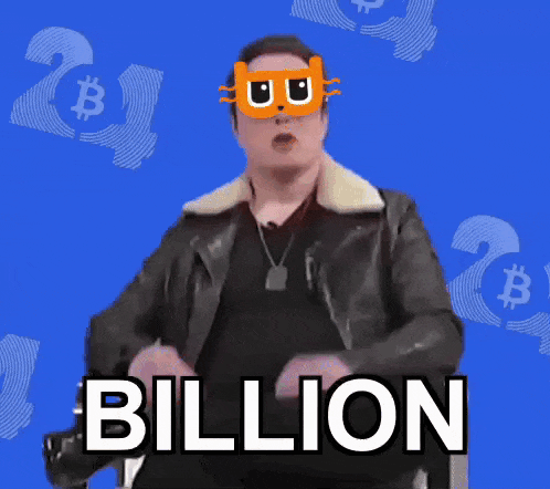 a man wearing a cat mask and a leather jacket says billion