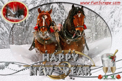 Happy New Years Horses GIF - Happy New Years Horses Snow GIFs
