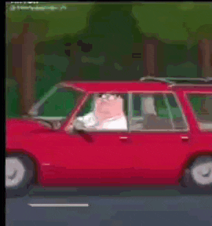 peter griffin from family guy is driving a car
