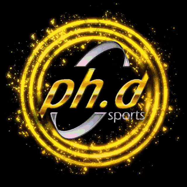 a logo for ph.d sports is surrounded by a circle of gold