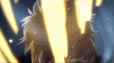 a close up of a person with a light coming out of their head