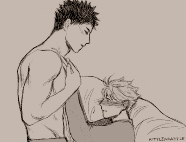 a drawing of two men with the name kittlekrattle underneath them