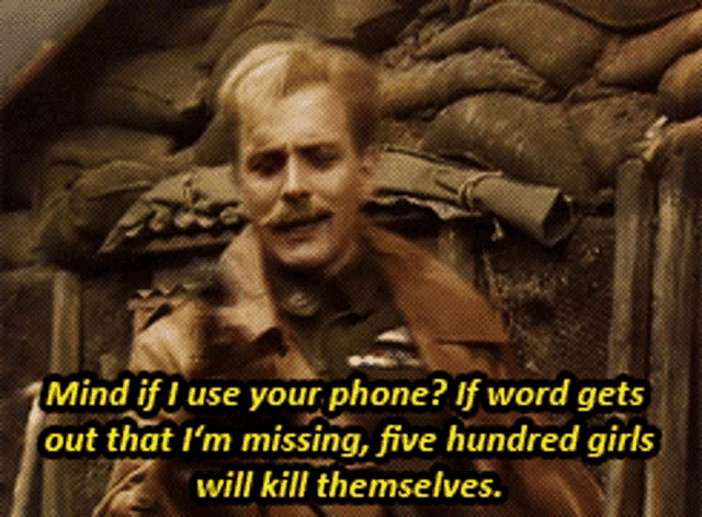 a man with a mustache is talking about using his phone