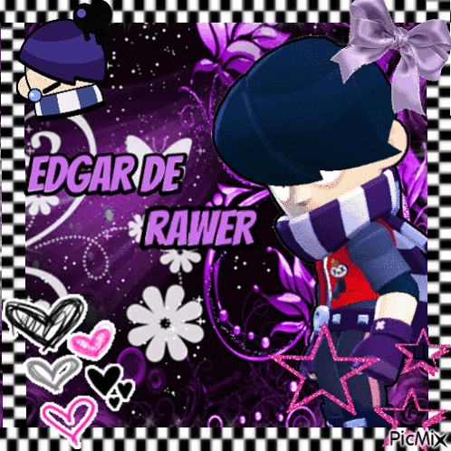 a picture of edgar de rawer with flowers and hearts