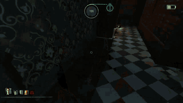 a screenshot of a video game with a checkered floor and a wall that says pack security cameras on it
