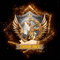 a logo with a hand holding a microphone and a shield with wings and a steering wheel