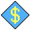 a pixel art of a dollar sign on a blue square
