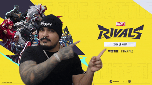 a man points to a sign up page for rivals