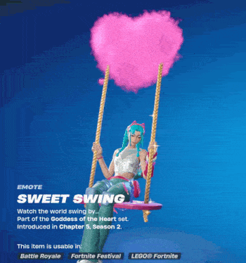 a woman is sitting on a swing with a pink heart shaped cloud above her