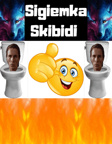 a sign that says sigiemka skibidi with a smiley face in the middle