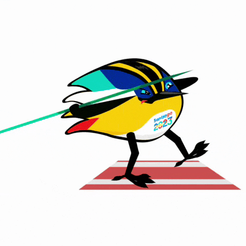 a cartoon bird is wearing a shirt that says santiago 2022