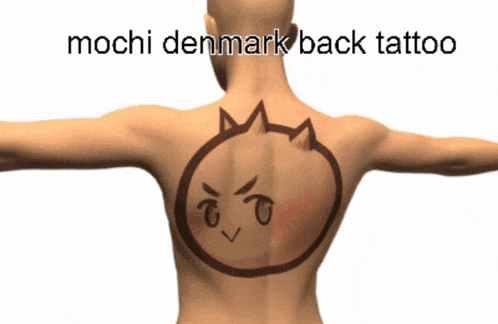 a man has a mochi denmark back tattoo