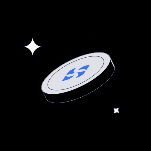 a coin with a blue swirl on it