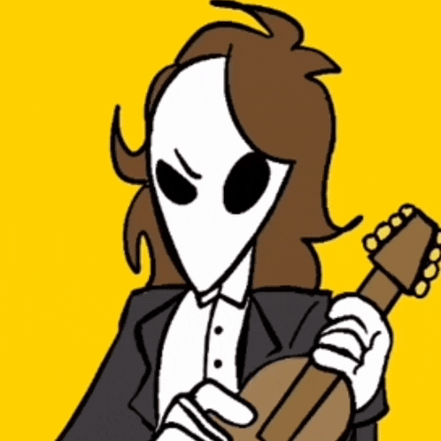 a cartoon drawing of a man in a tuxedo holding a guitar .