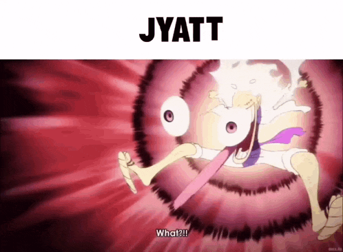 a cartoon character with a tongue sticking out and the word jyatt on the bottom