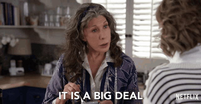 a woman says it is a big deal in front of a netflix logo