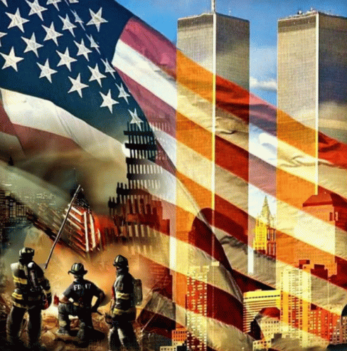 Twin Towers Usa Flag GIF