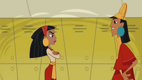 a cartoon of a man and a woman with their arms crossed
