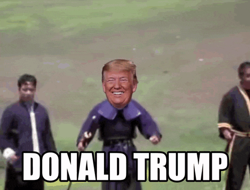donald trump is smiling and wearing a blue shirt and tie