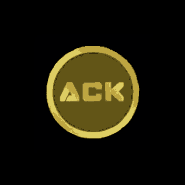 a gold coin with the word ack in the center