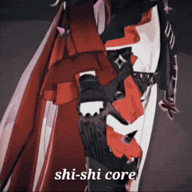 a drawing of a person with the words shi-shi core on the bottom