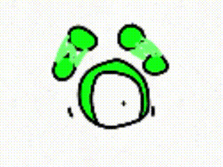 a drawing of a green circle with a white circle in the middle