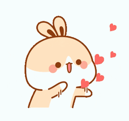 a cartoon of a bunny with hearts around it