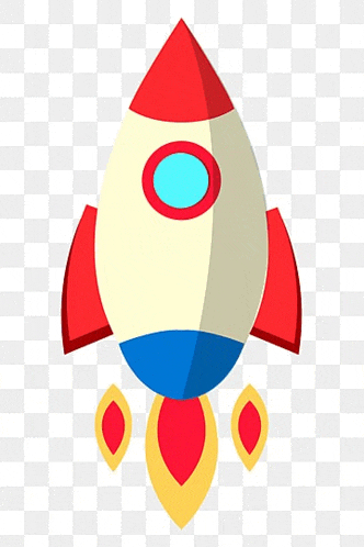 a cartoon rocket is flying through the air on a checkered background .