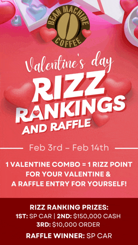 a valentine 's day rizz rankings and raffle flyer