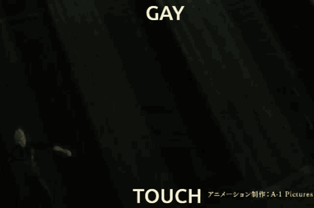 a cartoon of a man holding a sword with the words gay touch below