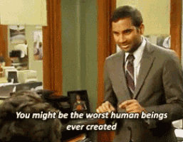 a man in a suit and tie says you might be the worst human being ever created