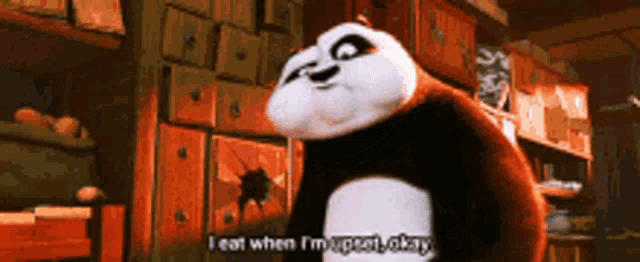 a panda bear says i eat when i m hungry okay