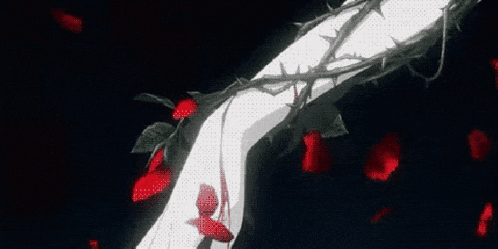a bloody hand with thorns and the words " link roles " below it