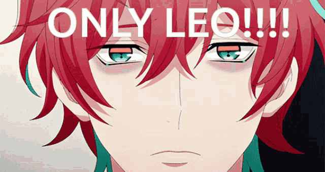 a close up of a person 's face with the words " only leo " written above it