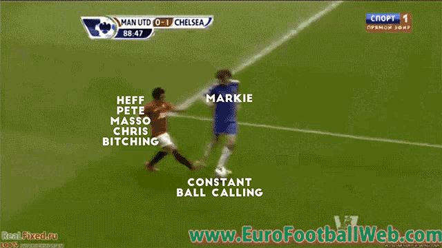 a soccer game between man utd and chelsea is being played