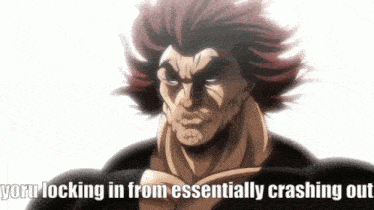 a cartoon of a man with the words " you locking in from essentially crashing out " below him