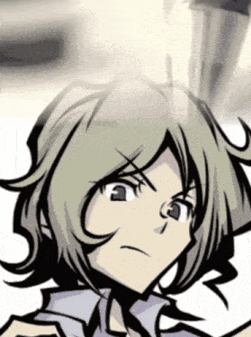 a close up of a cartoon character 's face with a serious look on his face