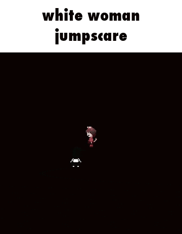 a black and white drawing of a white woman jumpscare