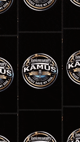 a community kamus logo is displayed on a film strip