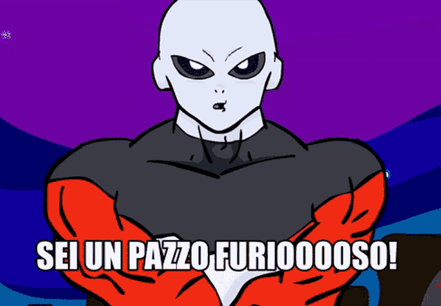 a cartoon of a man with the words sei un pazzo furiooooso