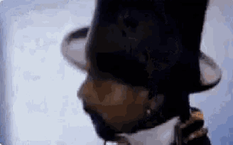 a close up of a man wearing a top hat and a beard .