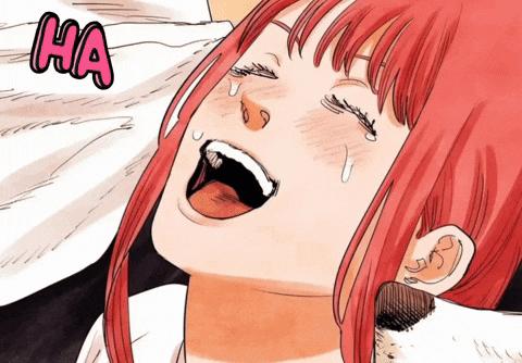 a drawing of a girl with red hair and the word ha above her