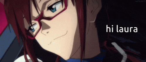 a close up of a girl wearing glasses with the words hi laura below her