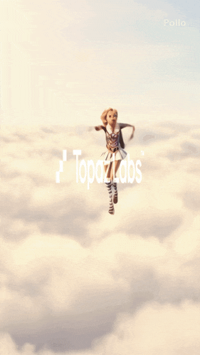 a woman in a superhero costume is flying through the clouds
