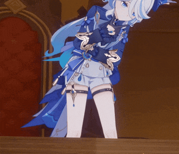 a blue and white anime character with a sword