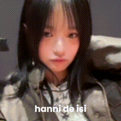 a close up of a girl 's face with the words hanni de isi written on the bottom .